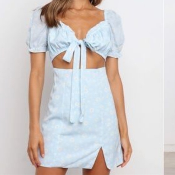 Petal + Pup Blue Floral Mini Dress 6 - Picture 2 of 12